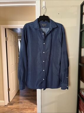 Men's Casual Navy Microdot Button-Down Shirt